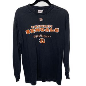 Vintage Cincinnati Bengals NFL Team Black Long  Sleeve T Shirt Adult Size Large